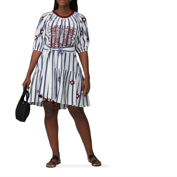 FIGUE | Embroidered Striped Boho Bria Dress Sz XXL - Picture 1 of 10